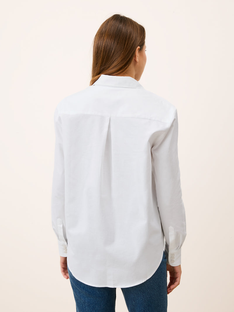 HARPER oxford white oversized shirt, side view by Rouje