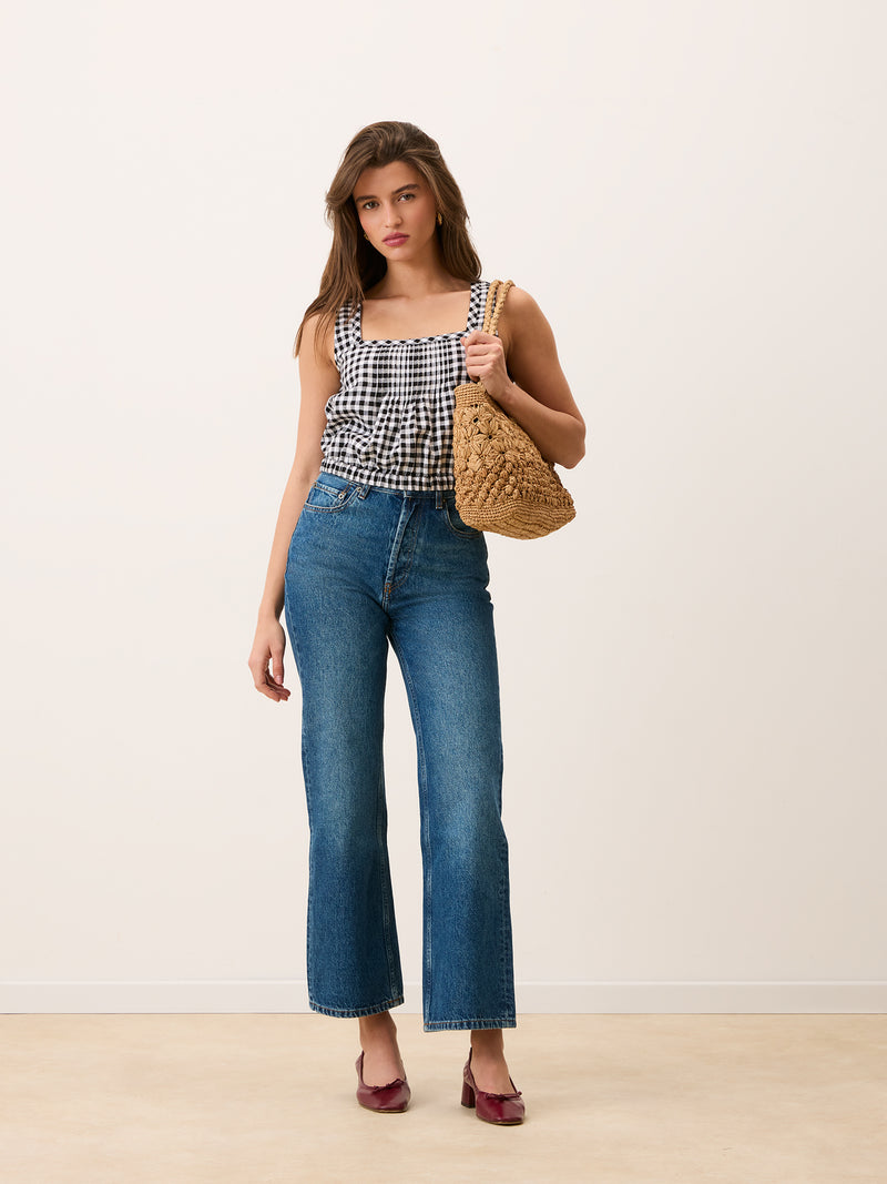 MINA black gingham sleeveless crop top, additional view by Rouje