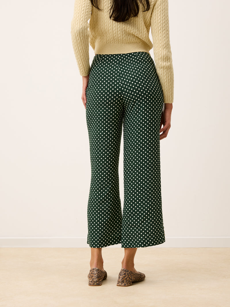 SUZON green polka-dot pants, detail of ankle buttons by Rouje